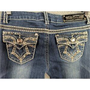 Miss Chic USA Bling Skinny Stretch Flap Pocket Jeans Womens Juniors 5 Waist 29